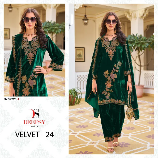 32220 Velvet 24 By Deepsy Suits Embroidery Velvet Pakistani Suits Exporters In India